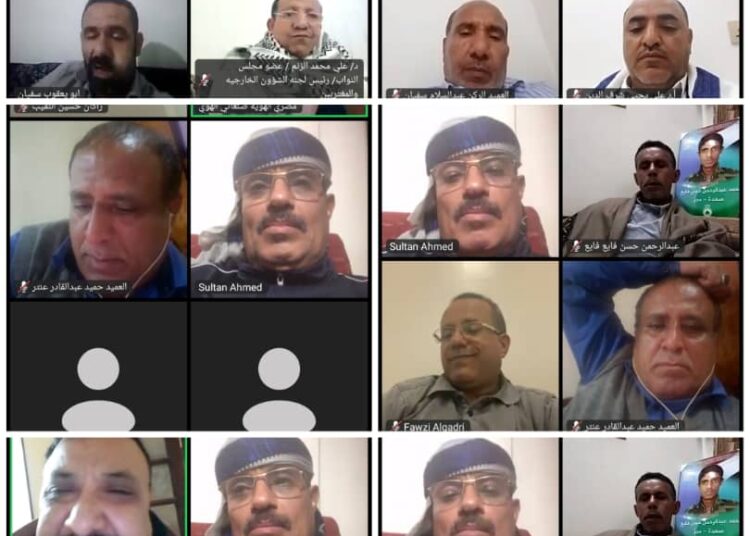 لقاء مؤتمر دولي موسع مع الفريق سلطان السامعي عضو المجلس السياسي الأعلى حول انشطة الحملة الدولية لكسر الحصار عن مطار صنعاء الدولي